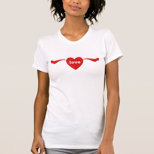 Red Heart Banner Jouw tekst T-shirt (Voorkant)