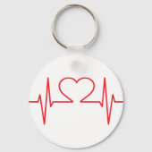 Red Heart Beat Line Sleutelhanger (Voorkant)