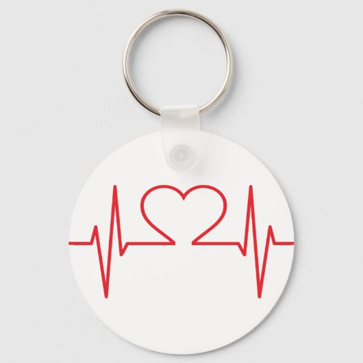 Red Heart Beat Line Sleutelhanger (Voorkant)