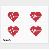 Red Heart Beats Rechthoekige Sticker (Vel)