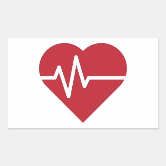 Red Heart Beats Rechthoekige Sticker (Voorkant)