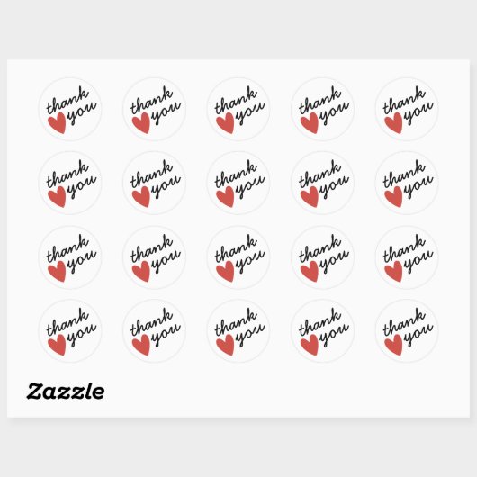 Red Heart bedankt Ronde Sticker (Vel)