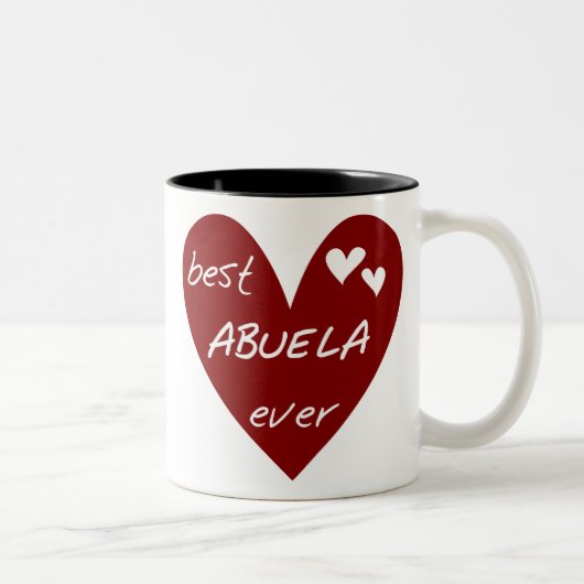 Red Heart Best Abuela Ever T-shirts en cadeautjes Tweekleurige Koffiemok (Rechts)