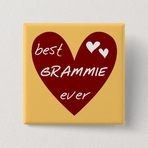 Red Heart Best Grammie Ever T-shirts en cadeautjes Vierkante Button 5,1 Cm