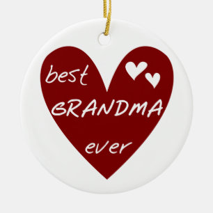 Red Heart Best Grandma Ever T-shirts en cadeautjes Keramisch Ornament