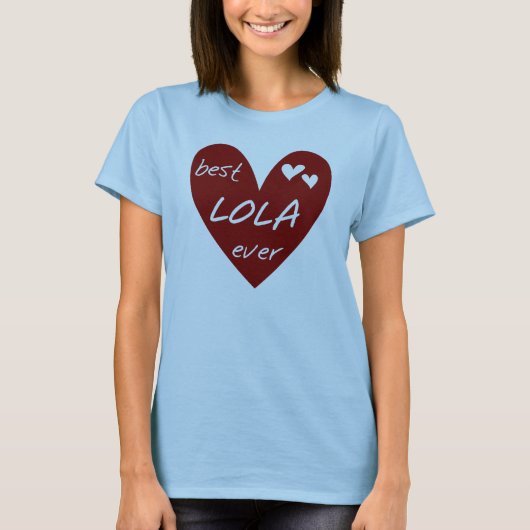 Red Heart Best Lola Ever T-shirts en cadeautjes (Voorkant)