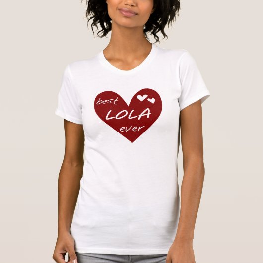 Red Heart Best Lola Ever T-shirts en cadeautjes (Voorkant)