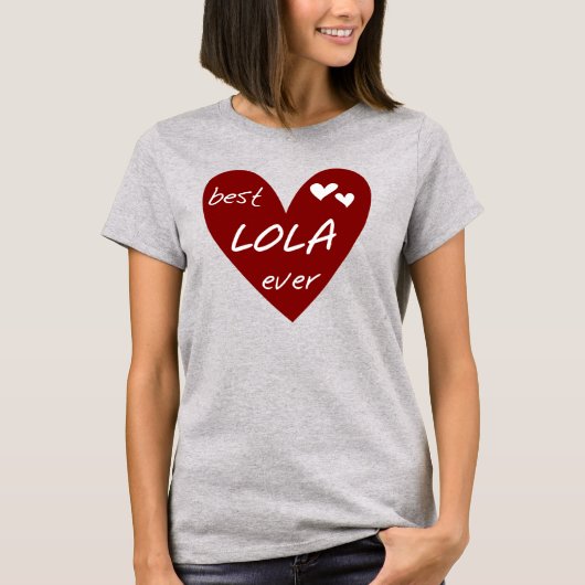 Red Heart Best Lola Ever T-shirts en cadeautjes (Voorkant)