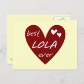 Red Heart Best Lola Ever T-shirts en cadeautjes Briefkaart (Voorkant / Achterkant)