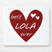Red Heart Best Lola Ever T-shirts en cadeautjes Muismat (Voorkant)
