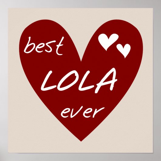 Red Heart Best Lola Ever T-shirts en cadeautjes Poster (Voorkant)