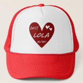 Red Heart Best Lola Ever T-shirts en cadeautjes Trucker Pet (Voorkant)