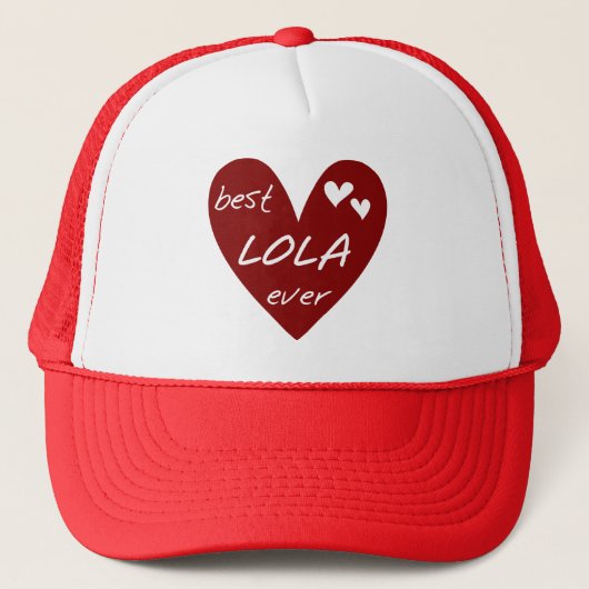Red Heart Best Lola Ever T-shirts en cadeautjes Trucker Pet (Voorkant)