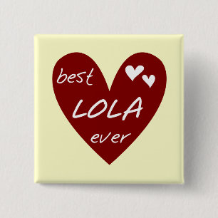 Red Heart Best Lola Ever T-shirts en cadeautjes Vierkante Button 5,1 Cm