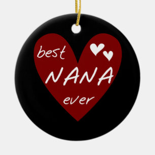 Red Heart Best Nana Ever T-shirts en cadeautjes Keramisch Ornament