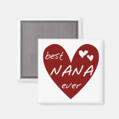 Red Heart Best Nana Ever T-shirts en cadeautjes Magneet (Voorkant / Achterkant)