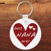 Red Heart Best Nana Ever T-shirts en cadeautjes Sleutelhanger (Voorkant)