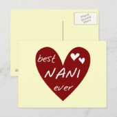 Red Heart Best Nani Ever T-shirts en GIfts Briefkaart (Voorkant / Achterkant)