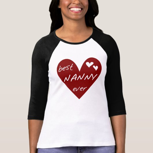 Red Heart Best Nanny Ever T-shirts en cadeautjes (Voorkant)