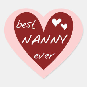 Red Heart Best Nanny Ever T-shirts en cadeautjes Hart Sticker