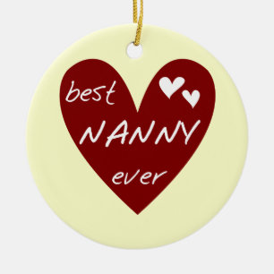 Red Heart Best Nanny Ever T-shirts en cadeautjes Keramisch Ornament