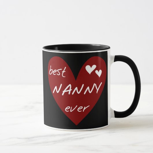 Red Heart Best Nanny Ever T-shirts en cadeautjes Mok (Rechts)