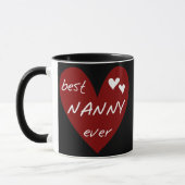 Red Heart Best Nanny Ever T-shirts en cadeautjes Mok (Links)