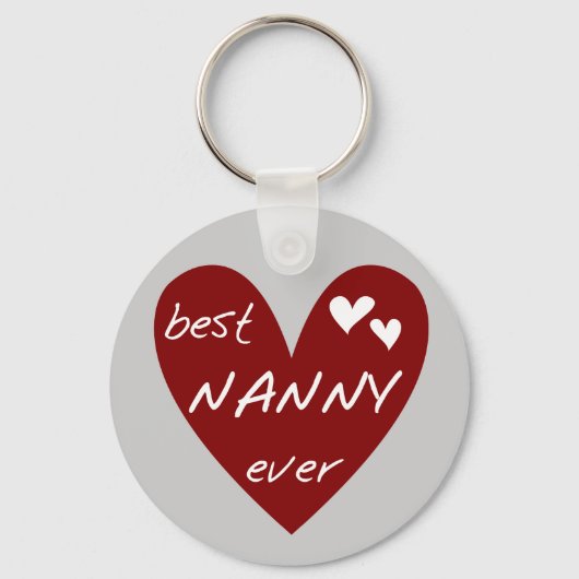 Red Heart Best Nanny Ever T-shirts en cadeautjes Sleutelhanger (Voorkant)