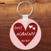 Red Heart Best Nanny Ever T-shirts en cadeautjes Sleutelhanger (Voorkant)