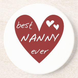 Red Heart Best Nanny Ever T-shirts en cadeautjes Zandsteen Onderzetter