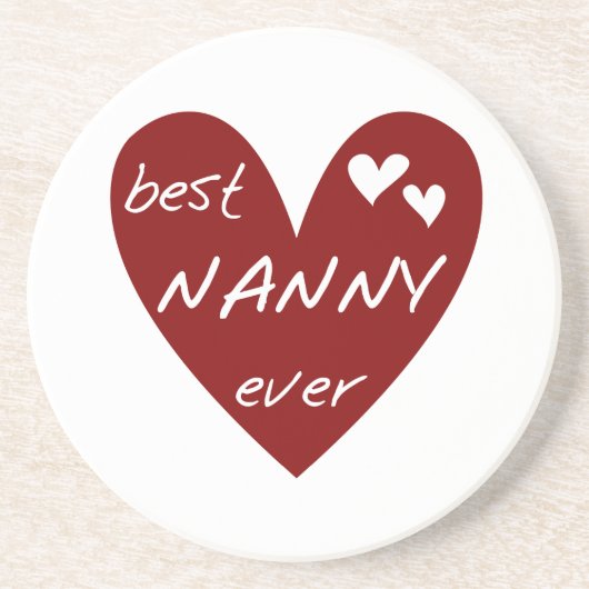 Red Heart Best Nanny Ever T-shirts en cadeautjes Zandsteen Onderzetter (Voorkant)