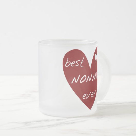 Red Heart Best Nonnie Ever T-shirts en cadeautjes Matglas Koffiemok (Voorkant rechts)