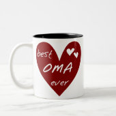 Red Heart Best Oma Ever T-shirts en cadeautjes Tweekleurige Koffiemok (Links)