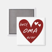 Red Heart Best Oma Ever T-shirts en geschenken Magneet (Voorkant / Achterkant)