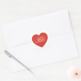 Red Heart Best Wishes Modern Minimalist. Vierkante Sticker