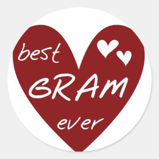 Red Heart Beste Gram Ooit Tshirts en Geschenken Ronde Sticker (Voorkant)
