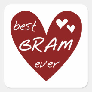 Red Heart Beste Gram Ooit Tshirts en Geschenken Vierkante Sticker