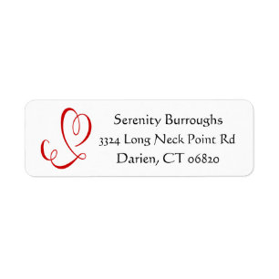 Red Heart Black en White Love Return Address Etiket