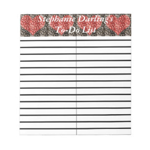 Red Heart Black met pit-to-do/Shopping List Pad Notitieblok