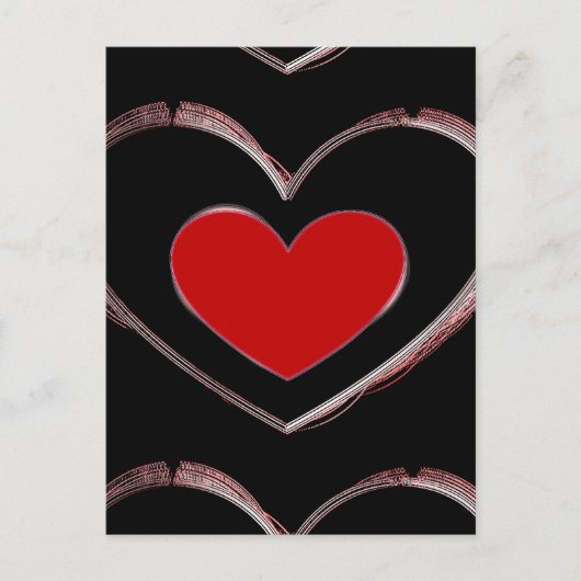 Red Heart Black Pop Art Love Briefkaart (Voorkant)