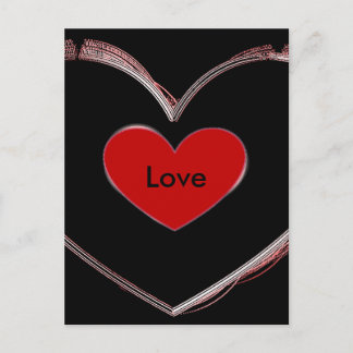Red Heart Black Pop Art Love Script Briefkaart