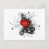 Red Heart Black Swirls Bewaar de datum Aankondigingskaart (Voorkant)