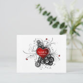 Red Heart Black Swirls Bewaar de datum Aankondigingskaart (Staand voorkant)