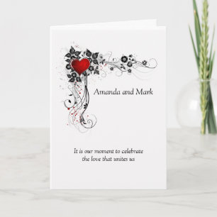 Red Heart Black Swirls bruiloft uitnodiging