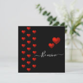 Red Heart Black Valentijn Flat Wenskaart Kaart (Staand voorkant)