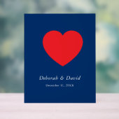 Red Heart Blue Modern Minimalist Wedding Acryl Bord (Neutraal)