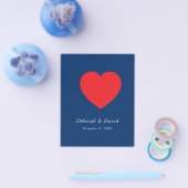 Red Heart Blue Modern Minimalist Wedding Flyer (Enkel)