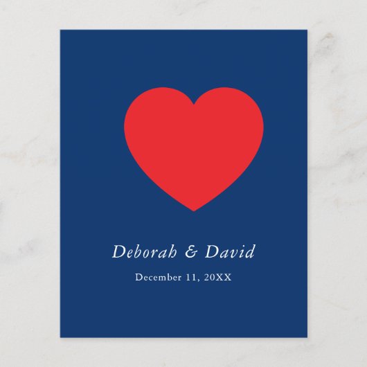 Red Heart Blue Modern Minimalist Wedding Flyer (Voorkant)