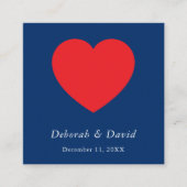 Red Heart Blue Modern Minimalist Wedding Informatiekaartje (Voorkant)