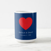 Red Heart Blue Modern Minimalist Wedding Koffiemok (Center)